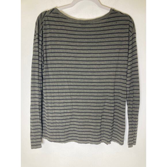Vince Green and Black Stripe Long Sleeve Top Sz M - Picture 2 of 2
